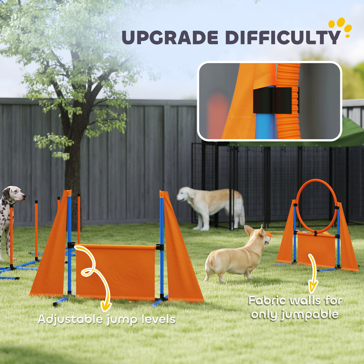 PawHut Pieces Dog Agility Equipment, Obstacle Training Course Kit, O