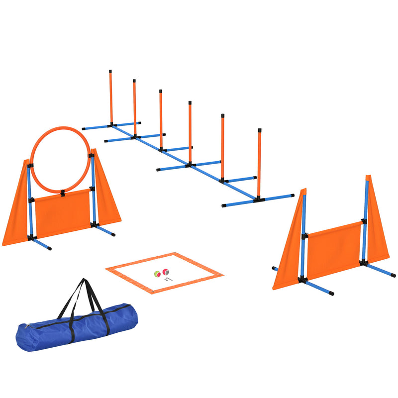 PawHut 6 Pieces Dog Agility Equipment, Obstacle Training Course Kit, Orange