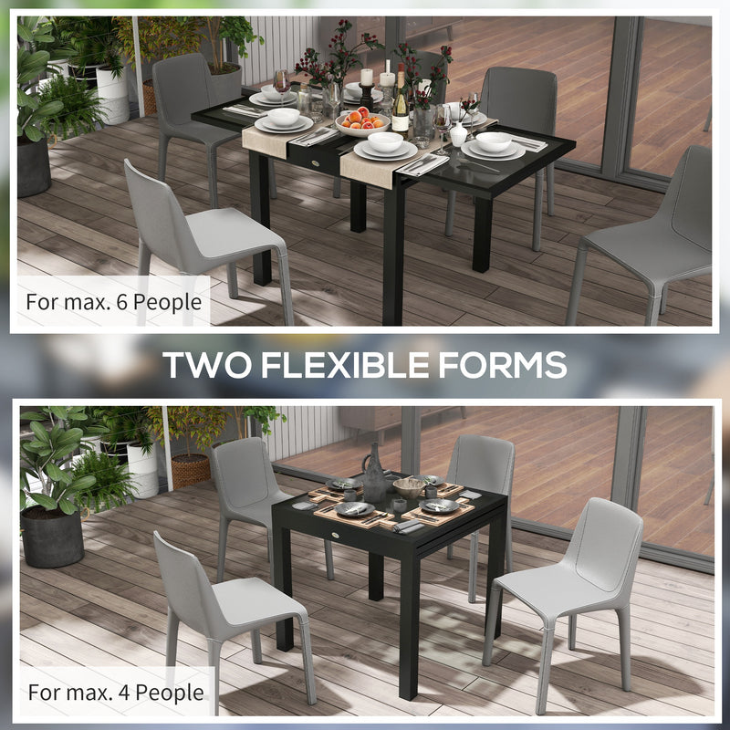 Outsunny Extendable Outdoor Dining Table Patio Table, Clear