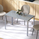 HOMCOM Modern Rectangular 4 Seater Dining Table with Tempered Glass Top
