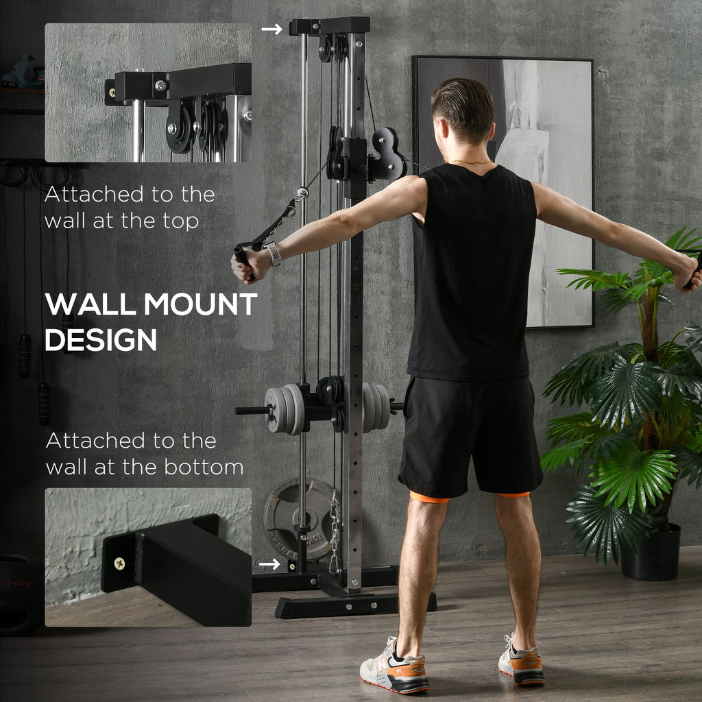 SPORTNOW Wall Mount Cable Station with 15 Positions Adjustable Dual Pu
