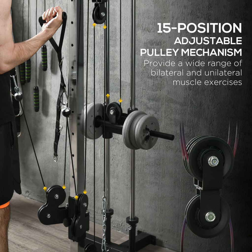 SPORTNOW Wall Mount Cable Station with 15 Positions Adjustable Dual Pu