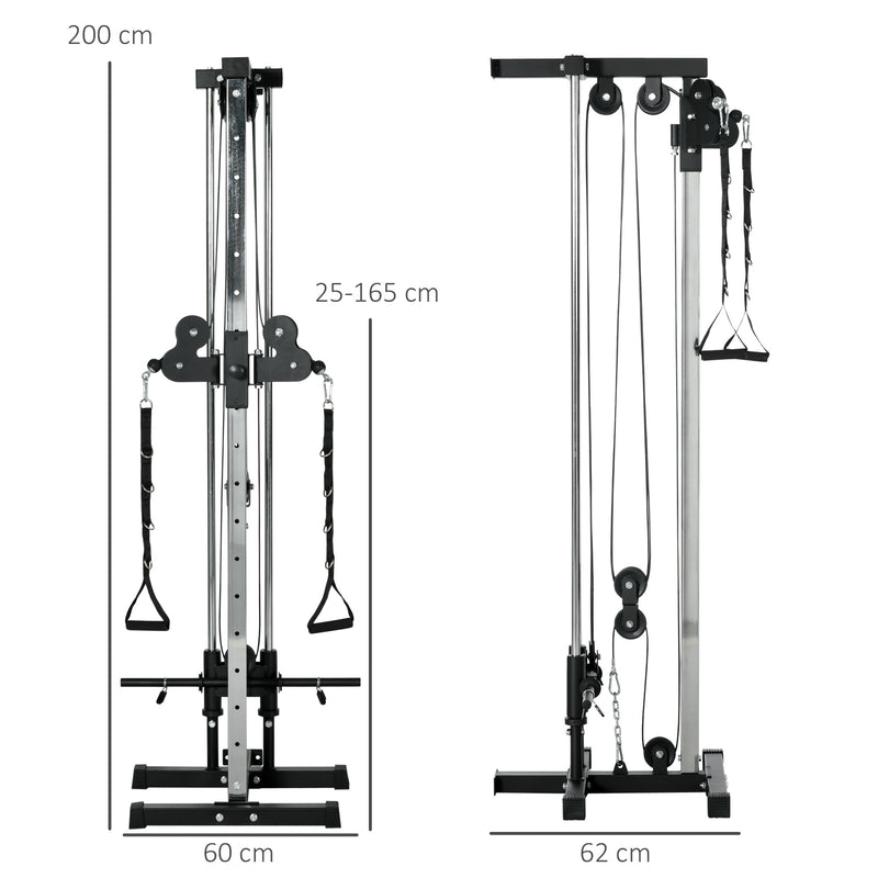 SPORTNOW Wall Mount Cable Station with 15 Positions Adjustable Dual Pulleys