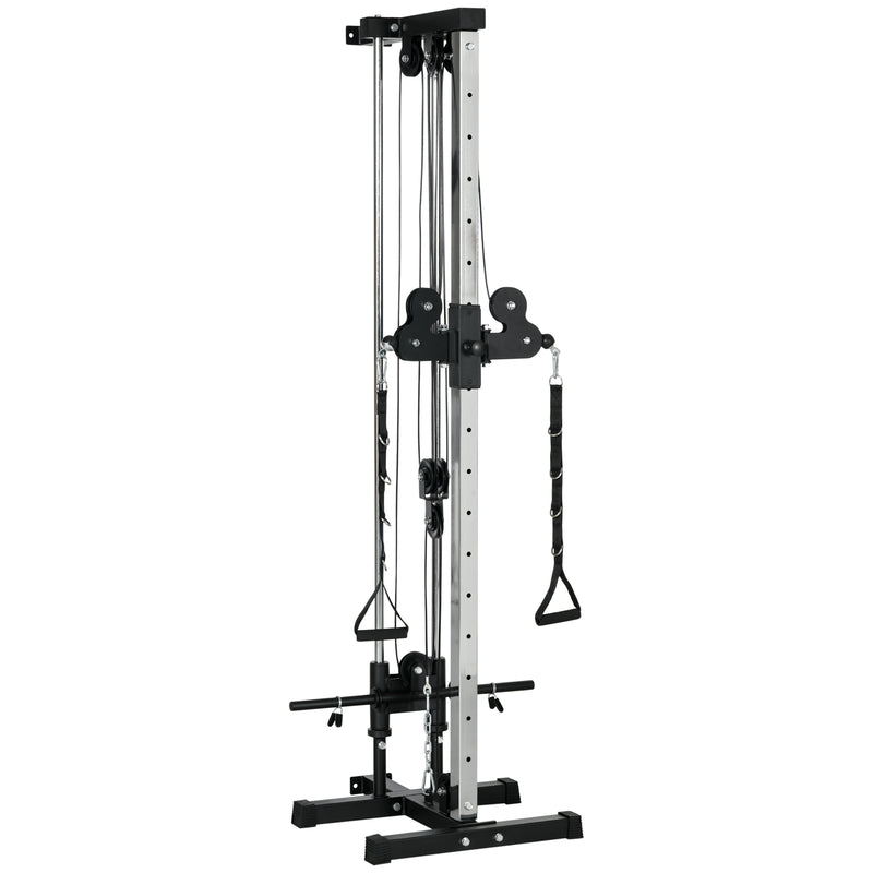 SPORTNOW Wall Mount Cable Station with 15 Positions Adjustable Dual Pulleys