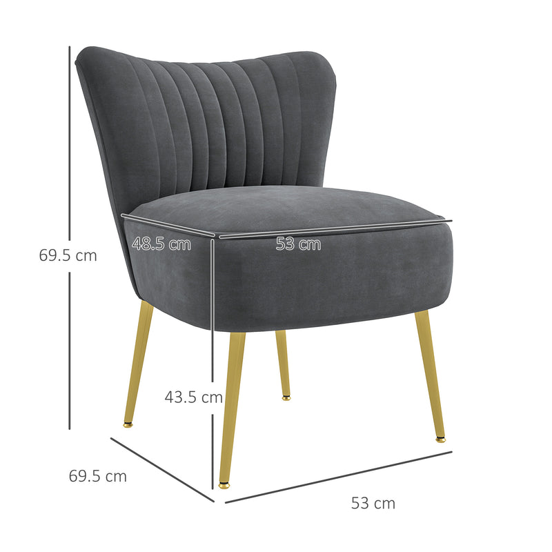 HOMCOM Grey Accent Chair Wingback Armless Chair for Bedroom