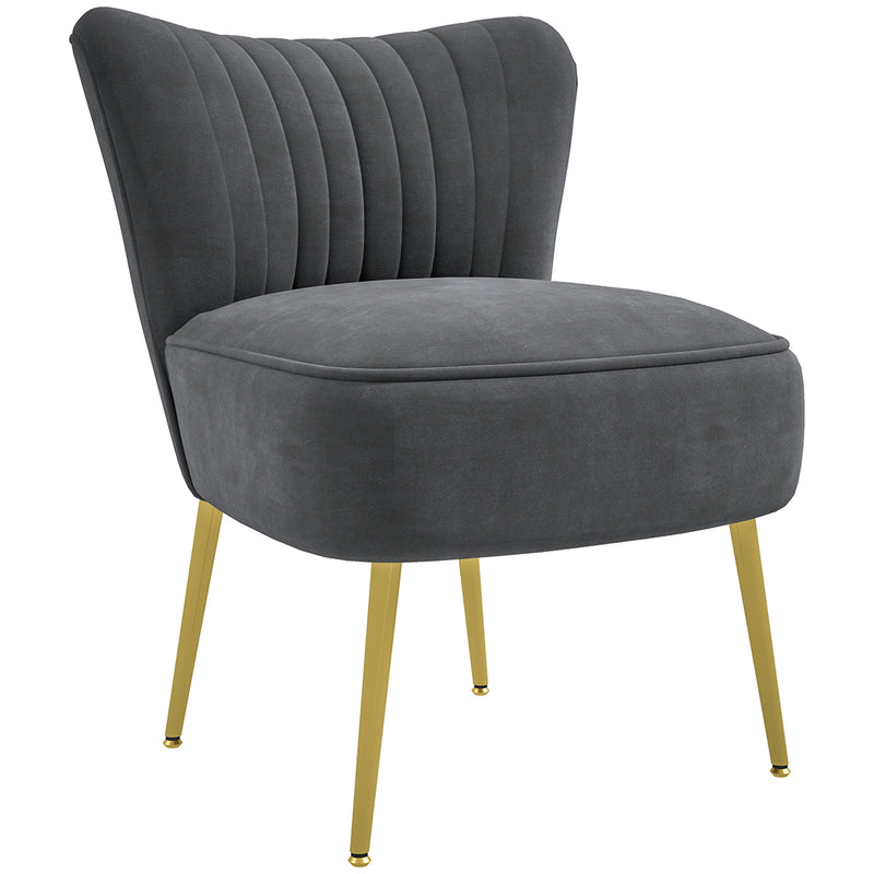 HOMCOM Grey Accent Chair Wingback Armless Chair for Bedroom