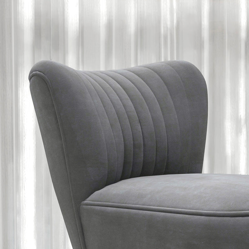 HOMCOM Grey Accent Chair Wingback Armless Chair for Bedroom