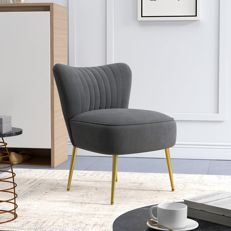 HOMCOM Grey Accent Chair Wingback Armless Chair for Bedroom