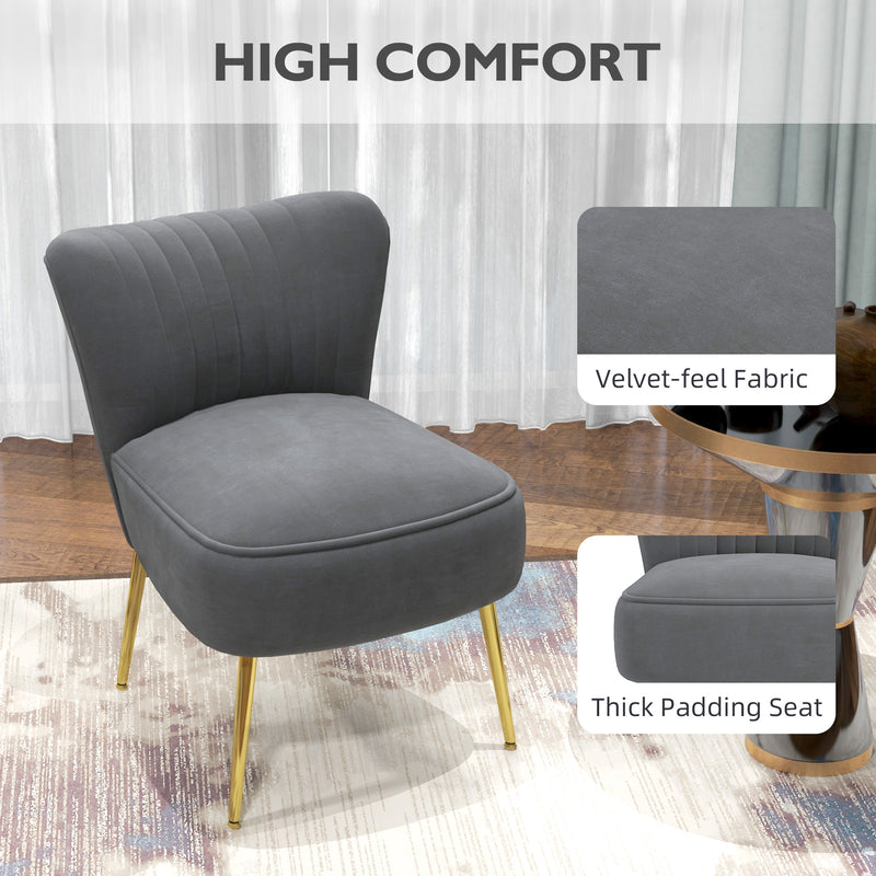 HOMCOM Grey Accent Chair Wingback Armless Chair for Bedroom