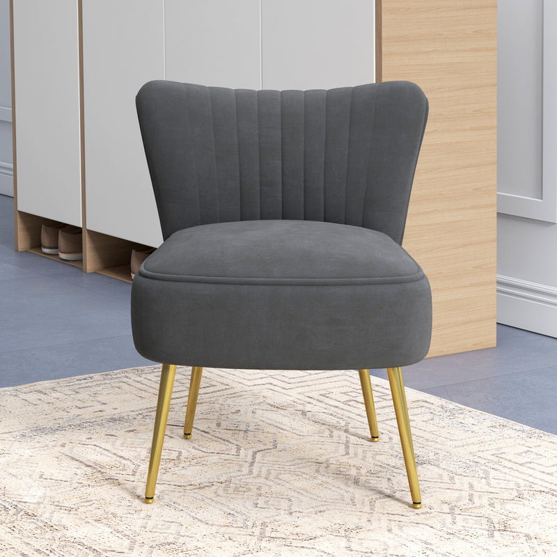 HOMCOM Grey Accent Chair Wingback Armless Chair for Bedroom