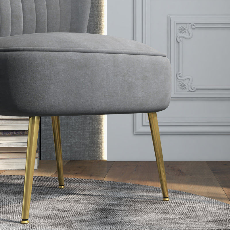 HOMCOM Grey Accent Chair Wingback Armless Chair for Bedroom