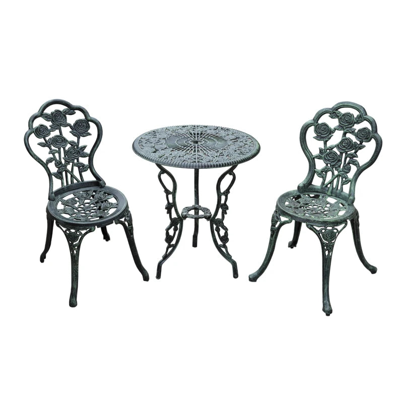 Outsunny Bistro Set Cast Aluminium - Green