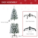 Christmas Time 5FT Prelit Snow Flocked Christmas Tree w/ Light, Indoor Home Xmas Decoration