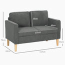 HOMCOM Compact 2 Seater Sofa With Under Seat Storage For Small Spaces