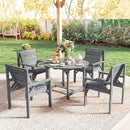 Outsunny Garden Dining Set, Round Table and Chairs w/ Parasol Hole, Grey