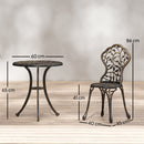 Outsunny Aluminium Bistro Set Garden Coffee Table Chair Outdoor Dining Set