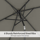 Outsunny 3x2m Garden Parasol Canopy Tilt Crank 6 Ribs Sun Shade
