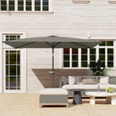 Outsunny 3x2m Garden Parasol Canopy Tilt Crank 6 Ribs Sun Shade