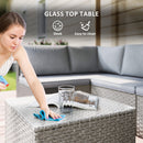 Outsunny 7 Pieces Rattan Garden Furniture Set with Cushions, Grey