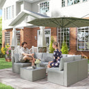 Outsunny 7 Pieces Rattan Garden Furniture Set with Cushions, Grey