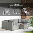 Outsunny 7 Pieces Rattan Garden Furniture Set with Cushions, Grey