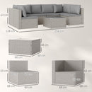Outsunny 7 Pieces Rattan Garden Furniture Set with Cushions, Grey