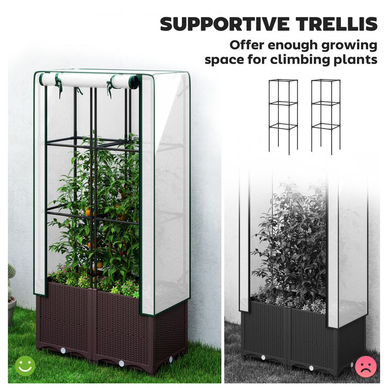 Outsunny Plastic Vegetable Planter with Trellis, 120 x 40 x 140 cm