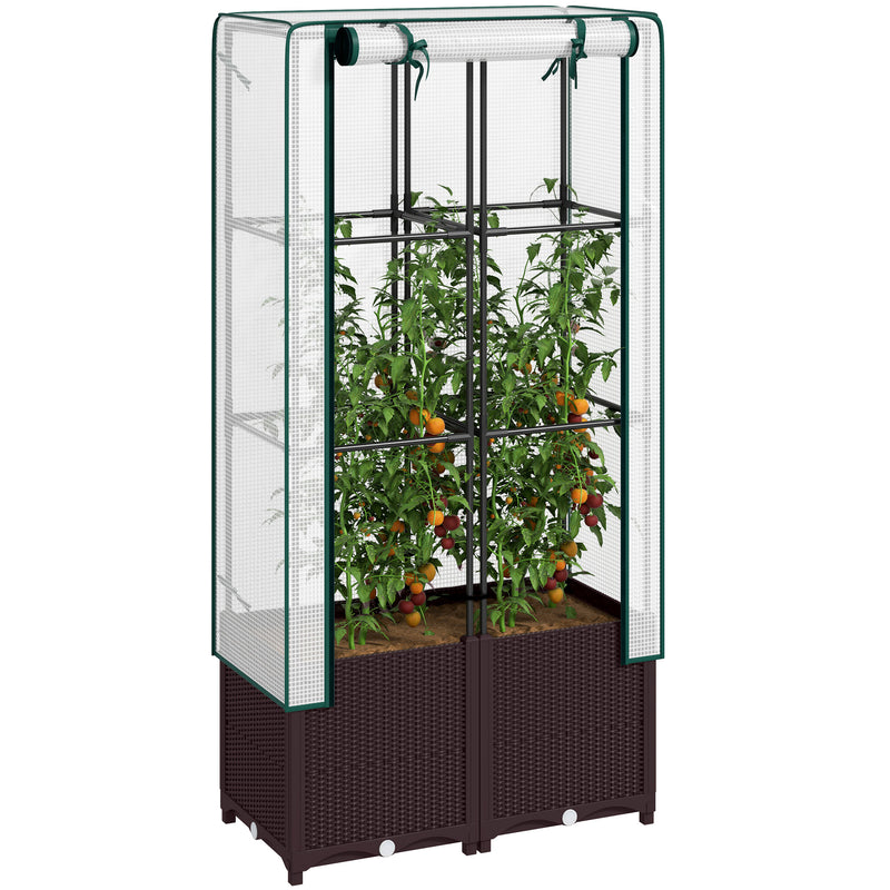 Outsunny Plastic Vegetable Planter with Trellis, 120 x 40 x 140 cm