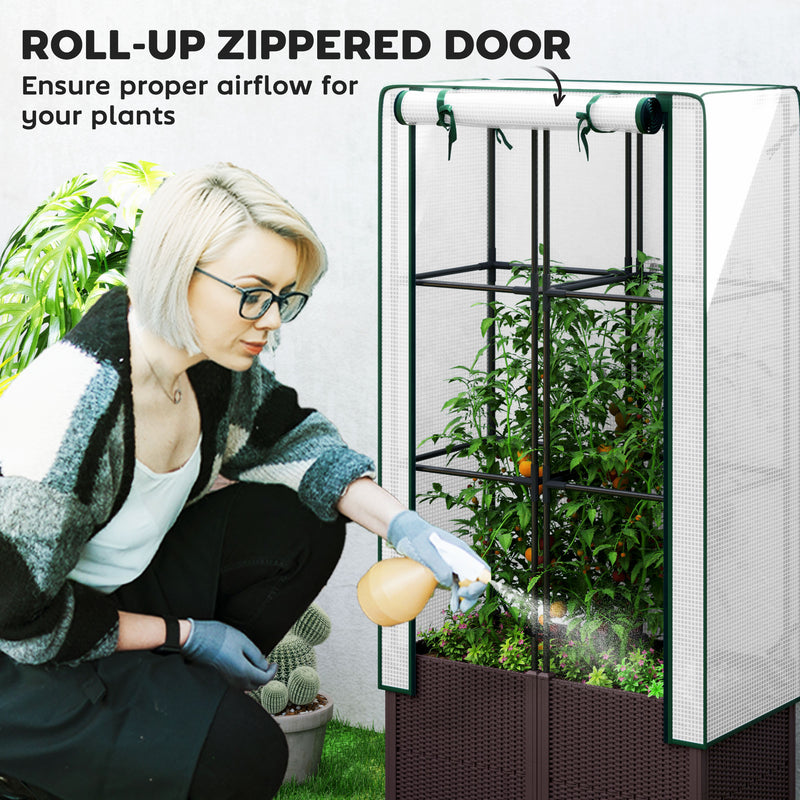 Outsunny Plastic Vegetable Planter with Trellis, 120 x 40 x 140 cm