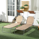 Outsunny Folding Sun Lounger Set Of 2 W/ Sunshade Adjustable Backrest