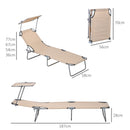 Outsunny Folding Sun Lounger Set Of 2 W/ Sunshade Adjustable Backrest