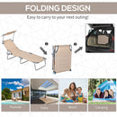Outsunny Folding Sun Lounger Set Of 2 W/ Sunshade Adjustable Backrest