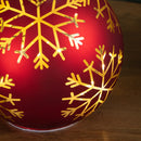 15cm Battery Operated Light Up Snowflake Glass Ball In Red With Warm White LEDs
