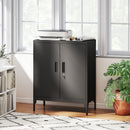 HOMCOM Metal Storage Cabinet with Lock for Home Office, Garage, Study, Black