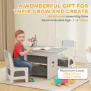 AIYAPLAY Kids Table And Chair Set With 6 Removable Drawers, Light Grey