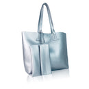 Large Shopper With Purse -Silver