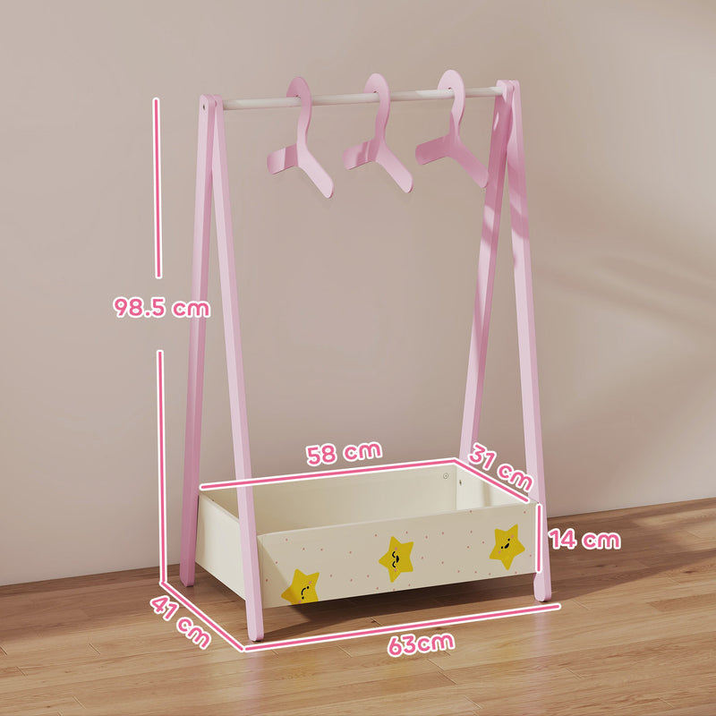 AIYAPLAY Baby Clothing Rack with Hangers, Shelf, Kids Clothes Rail