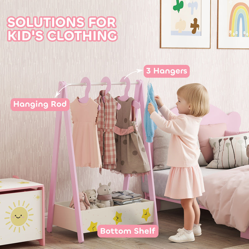 AIYAPLAY Baby Clothing Rack with Hangers, Shelf, Kids Clothes Rail