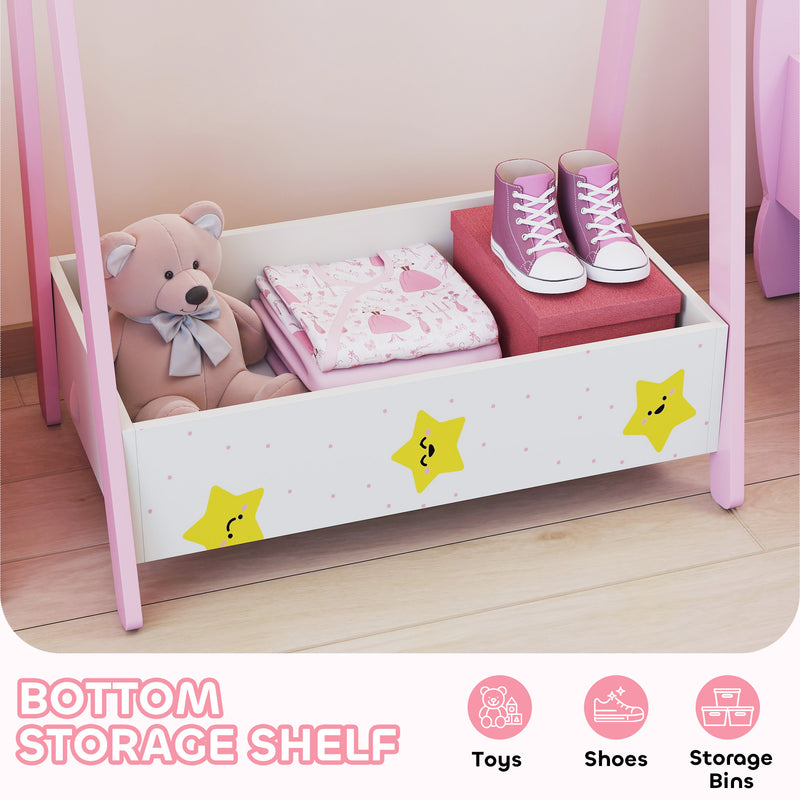 AIYAPLAY Baby Clothing Rack with Hangers, Shelf, Kids Clothes Rail