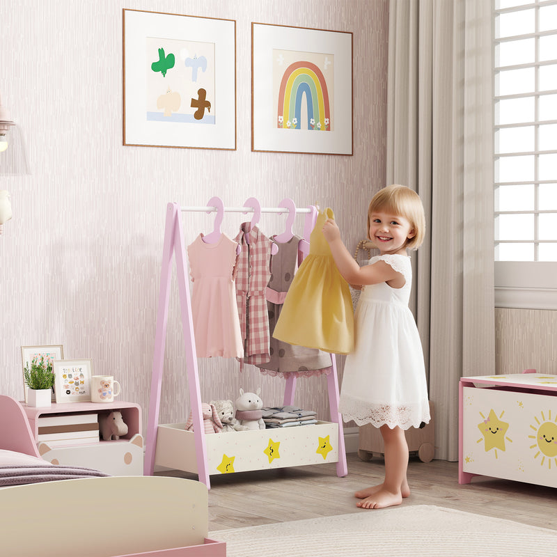 AIYAPLAY Baby Clothing Rack with Hangers, Shelf, Kids Clothes Rail