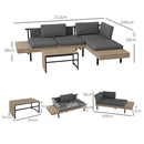 Outsunny HDPE Garden Furniture Sets with Cushions, Table, L-Shaped Sofa, Grey