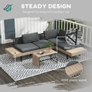 Outsunny HDPE Garden Furniture Sets with Cushions, Table, L-Shaped Sofa, Grey