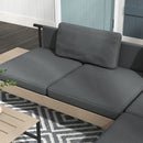 Outsunny HDPE Garden Furniture Sets with Cushions, Table, L-Shaped Sofa, Grey