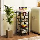 HOMCOM 4-Tier Kitchen Island on Wheels with 4 Pull-Out Baskets, Light Grey