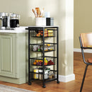 HOMCOM 4-Tier Kitchen Island on Wheels with 4 Pull-Out Baskets, Light Grey