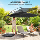 Outsunny 3(m) Banana Parasol Cantilever Umbrella Garden W/ Base Weights