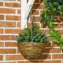 Outsunny 2 PCs Artificial Lisianthus Flower Hanging Planter Basket Purple