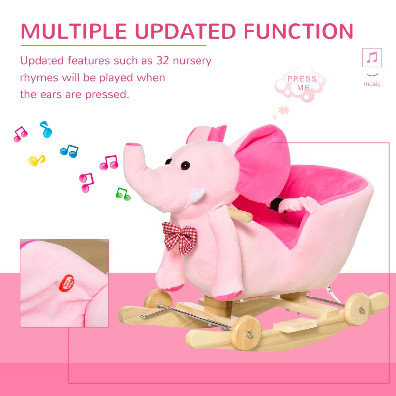 Temu Rocking Elephant HOMCOM Children's Rocking Elephant - Pink
