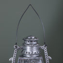 24cm Dual Powered Light up Silver Antique Lantern Christmas Water Spinner with Snowman Scene