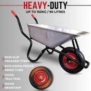 90 Litre 150kg Capacity Heavy Duty Galvanised Samuel Alexander Metal Garden Wheelbarrow with Pneumatic Tyre